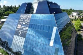 The landmark Stockport Pyramid building. 