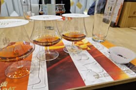 Three brandy glasses during Ararat factory tour
