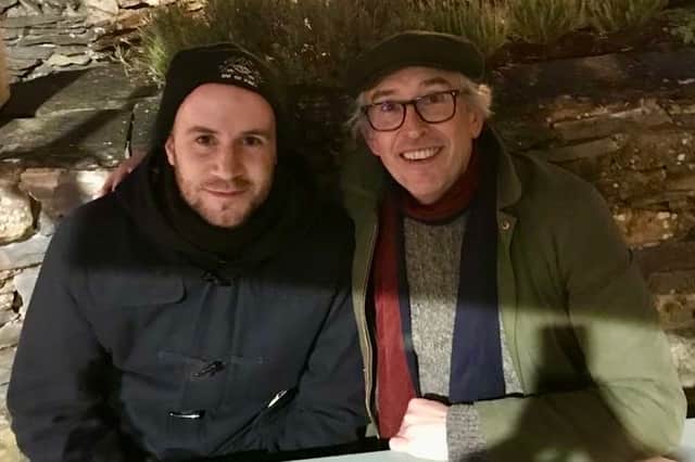 Pete Mackenzie Hodge and actor Steve Coogan, who persuaded him to turn his experience of an induced coma into a book. Credit: Pete Mackenzie Hodge