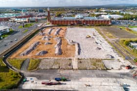 New aerial images show work beginning on the Therme Manchester site in the shadow of the Trafford Centre. Picture: Matthew Nichol Photography