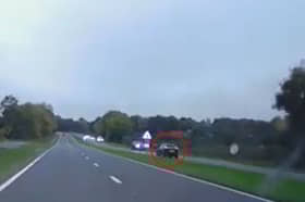 80mph dangerous driver drives head-on towards oncoming traffic.