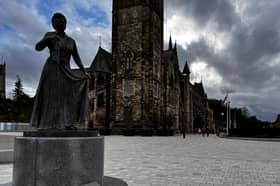 The Gracie Fields statue outside Rochdale Town Hall. 