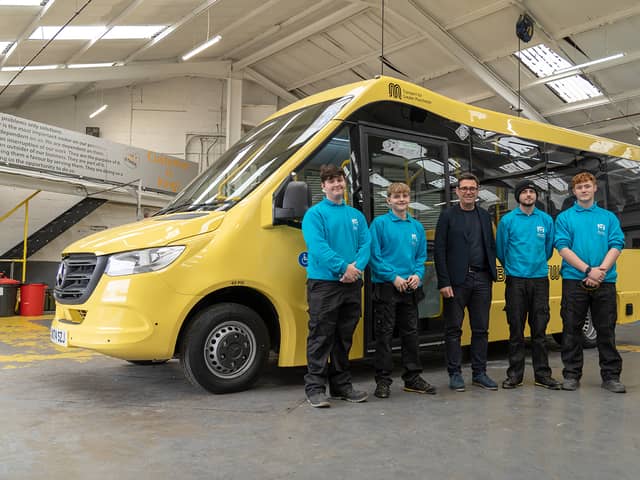 Andy Burnham and apprentices at Mellor in Rochdale