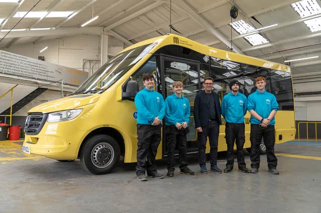 Andy Burnham and apprentices at Mellor in Rochdale