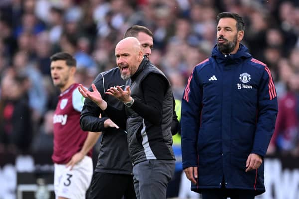 Erik ten Hag fumes after the penalty decision against West Ham