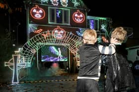 The spooky Halloween display at Hemley Close,  Wethoughton in Bolton. 
