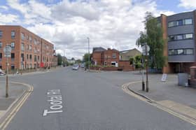 The junction of Weaste Lane and Liverpool Street in Salford. 