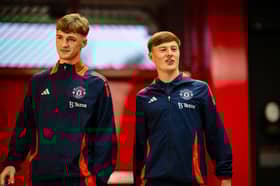 Jack Fletcher and Jayce Fitzgerald arrive at the stadium prior to the Carabao Cup Fourth Round match between Manchester United and Leicester City