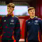 Jack Fletcher and Jayce Fitzgerald arrive at the stadium prior to the Carabao Cup Fourth Round match between Manchester United and Leicester City