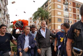 The King and Queen of Spain were pelted with mud while visiting the flood-hit town Valencia. (Photo: AFP via Getty Images)