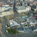 The view of the Manchester Christmas Markets in Piccadilly Gardens from Manchester World's office on the 24th floor of City Tower 