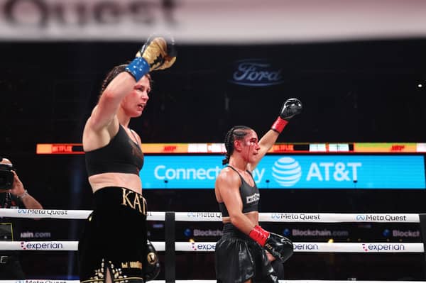 (L-R) Katie Taylor and Amanda Serrano. Photo: Sarah Stier/Getty Images for Netflix