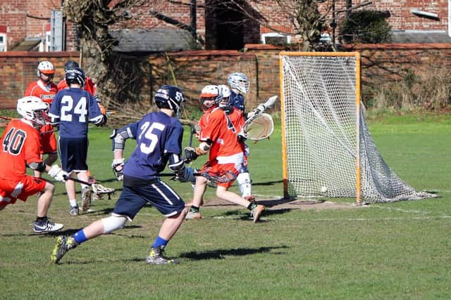 Stockport (blue) in action