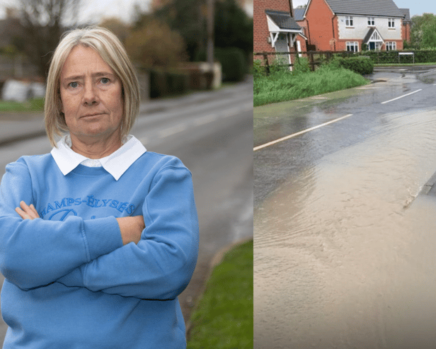 Sewage flows down streets in Drakes Broughton.