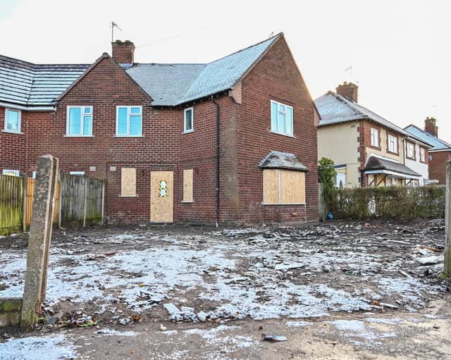 House in Peach Avenue, Stafford, after it has been cleared of piles of rubbish.