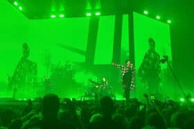 The Script performing the rousing anthem 'Paint The Town Green' during Monday's gig at the M&S Bank Arena in Liverpool