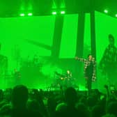 The Script performing the rousing anthem 'Paint The Town Green' during Monday's gig at the M&S Bank Arena in Liverpool