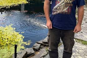 Nigel Cooper and his Koi pond in Ulverston, Cumbria. 