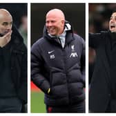 Pep Guardiola, Arne Slot and Mikel Arteta 