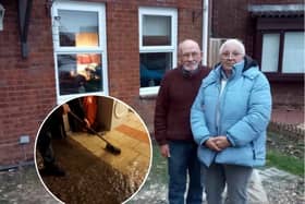 Peter and Patricia Clarke outside their home in Grange Park, Swindon, which has been flooded 20 times over the past three years.