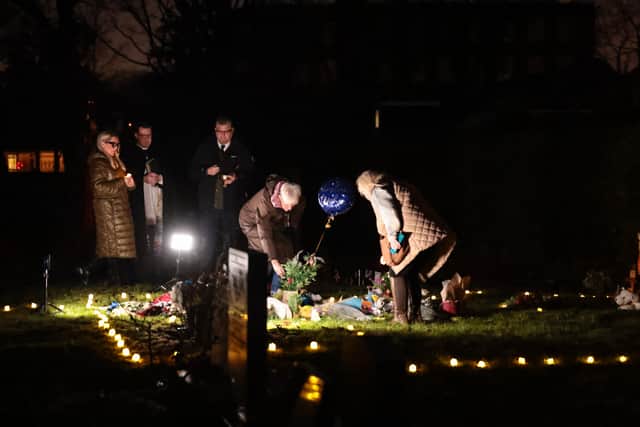 People come together at St. Paul's Church, Royton. To attend a memorial service for still born children, buried in a mass grave at the local cemetery