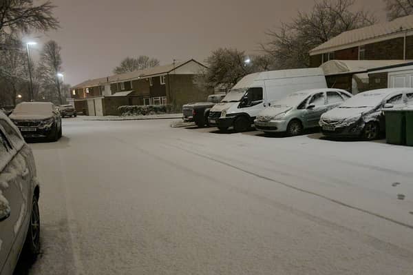 Snow falls in Basingstoke.