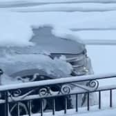 Snow coats roads in Anfield ahead of Liverpool vs Manchester United match.