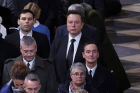 Elon Musk attends the ceremony to mark the reopening of Notre-Dame of Paris Cathedral on December 07, 2024 in Paris, France