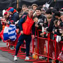 Assistant manager Rene Hake of Manchester United arrives ahead of the Premier League match between Manchester United FC and Brentford FC at Old Trafford on October 19, 2024 in Manchester, England.