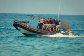 Still image of one of the Celebrity Bear Hunt challenges