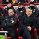 Arne Slot, Manager of Liverpool, looks on prior to  the Premier League match between Brentford FC and Liverpool FC at Gtech Community Stadium on January 18, 2025 in Brentford, England. (Photo by Liverpool FC/Liverpool FC via Getty Images)