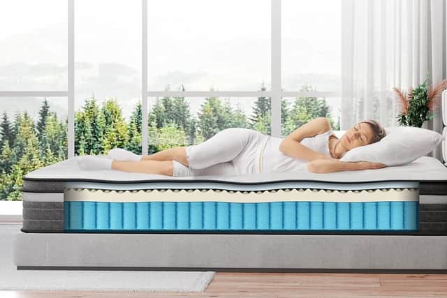 The gel foam layer sits above individual springs, which makes it incredibly comfortable