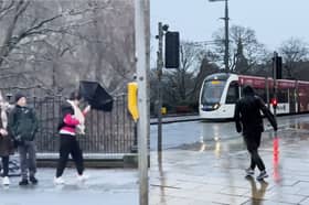 Pedestrians battle Storm Éowyn’s strong winds on Princes Street.