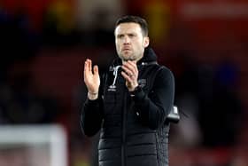 Mat Sadler, Manager of Walsall, applauds the fans after the Emirates FA Cup Third Round match between Southampton and Walsall at St Mary's Stadium on January 06, 2024 in Southampton, England. 