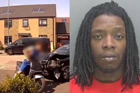 Driver deliberately smashes into scooter rider.
