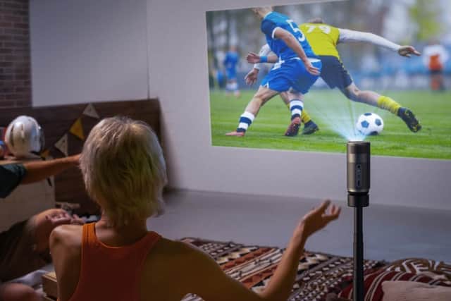 It can project an image up to 100 inches