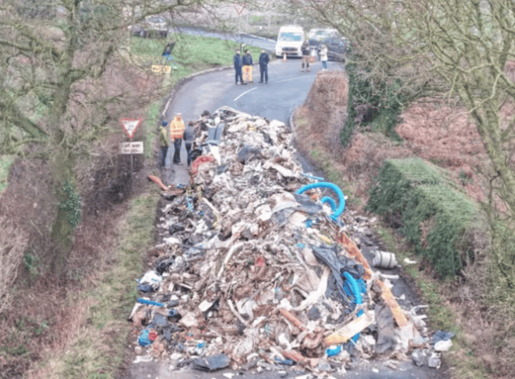 Dramatic pictures posted on Facebook posted by Watery Lane resident Elaine Hutchings show the scale of the fly tipping.