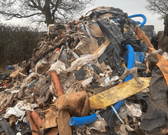 People are stunned after through lane in Lichfield sees fly tipping on "Industrial Scale'