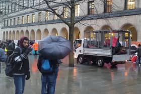 Some tents were thrown into a bin lorry, but they were already abandoned, a spokesperson for the council said