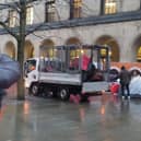 Some tents were thrown into a bin lorry, but they were already abandoned, a spokesperson for the council said