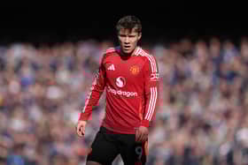 Rasmus Hojlund of Manchester United in action during the Premier League match between Everton FC and Manchester United FC at Goodison Park on February 22, 2025 in Liverpool, England. 