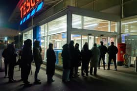 Queues started to form outside Tesco Extra in Borehamwood, Hertfordshire