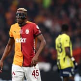 Victor Osimhen of Galatasaray looks on during the Turkish Super League match between Galatasaray and Fenerbahce at Rams Park Stadium on February 23, 2025 in Istanbul, Turkey. 