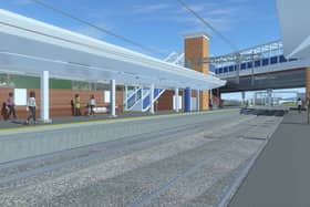 3D visualisation of the new platform from the view of the current platform at Salford Crescent station