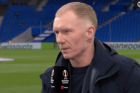 Paul Scholes was not happy with the costly mistake in Manchester United's draw