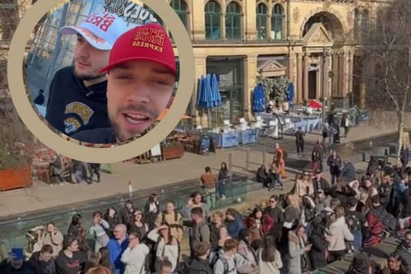 Hundreds of people queued up outside Selfridges in Exchange Square yesterday in the hope of getting their hands on a free jacket potato by Preston’s Spud Bros. 