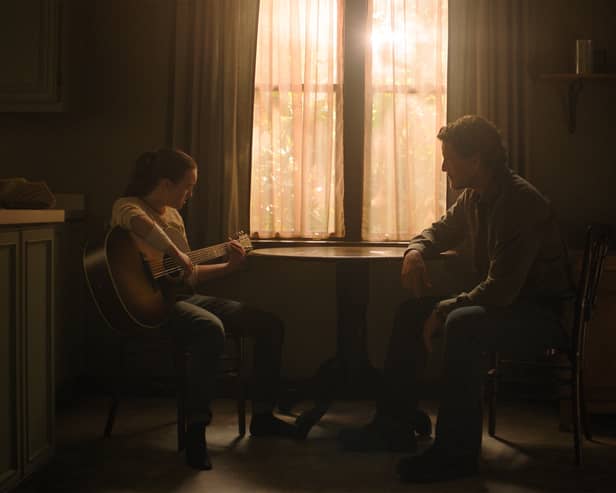 Bella Ramsey and Pedro Pascal as Ellie and Joel in The Last of Us season two trailer. 