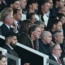 Jim Ratcliffe, minority shareholder of Manchester United and CEO of INEOS, looks on from the stands prior to the Premier League match between Manchester United FC and Arsenal FC at Old Trafford on March 09, 2025 in Manchester, England. 