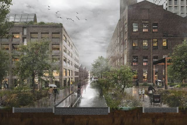 How Holt Town will look if redevelopment is approved, seen from Pollard Street
