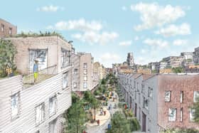 How the 1km-long 'play street spine' will look in Holt Town if redevelopment is approved